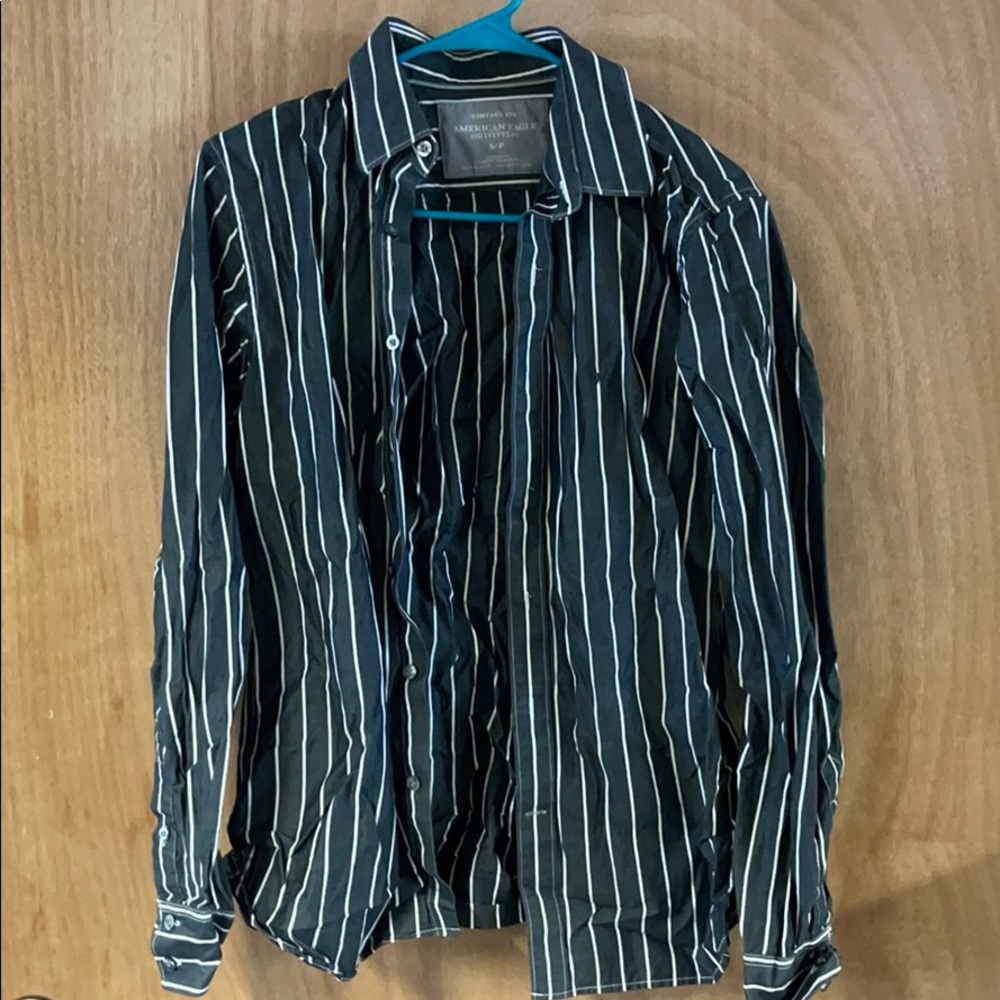 Dark Grey striped button up dress shirt